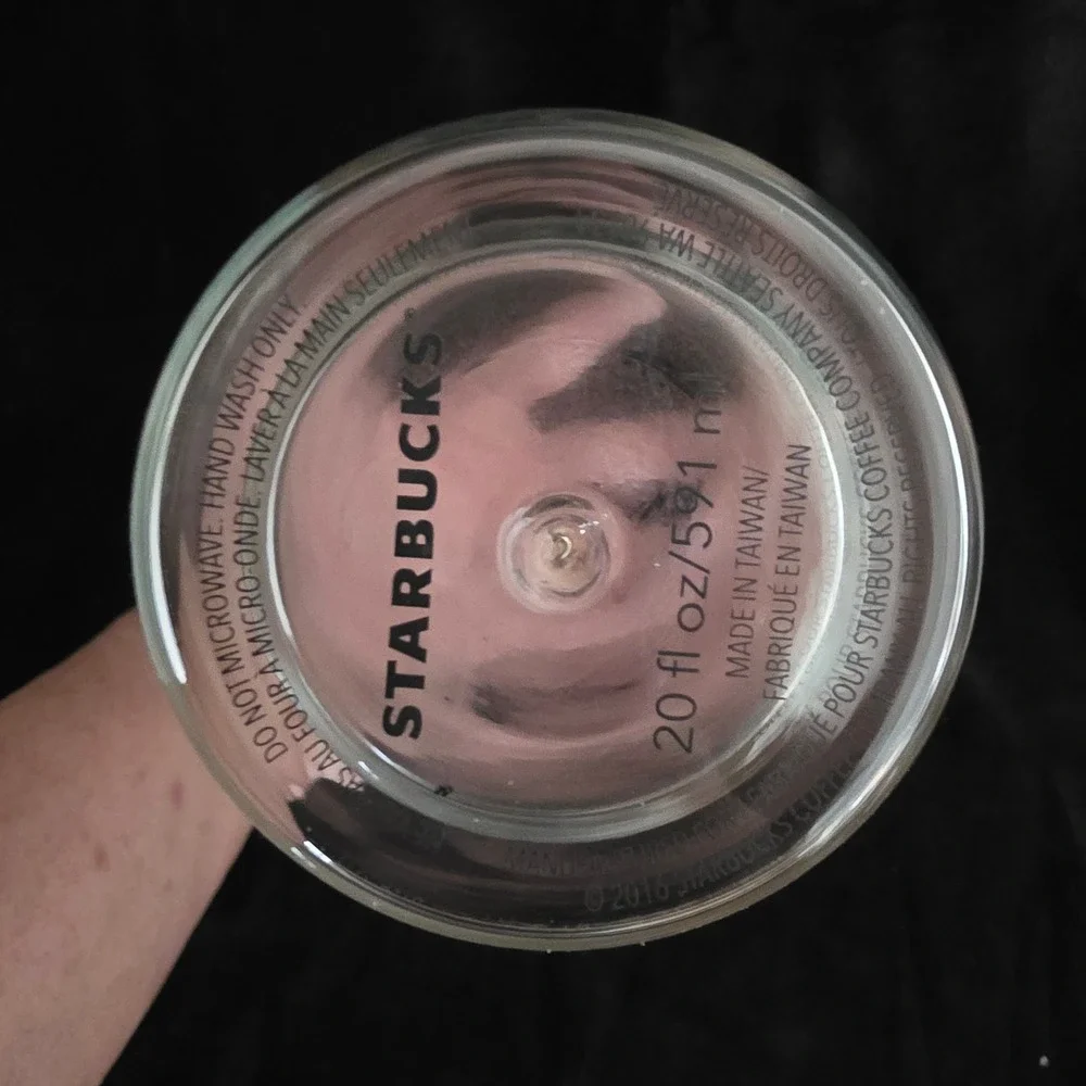 Starbucks 20oz Double Wall Glass Cold Cup Tumbler Clear Green Siren Logo RARE